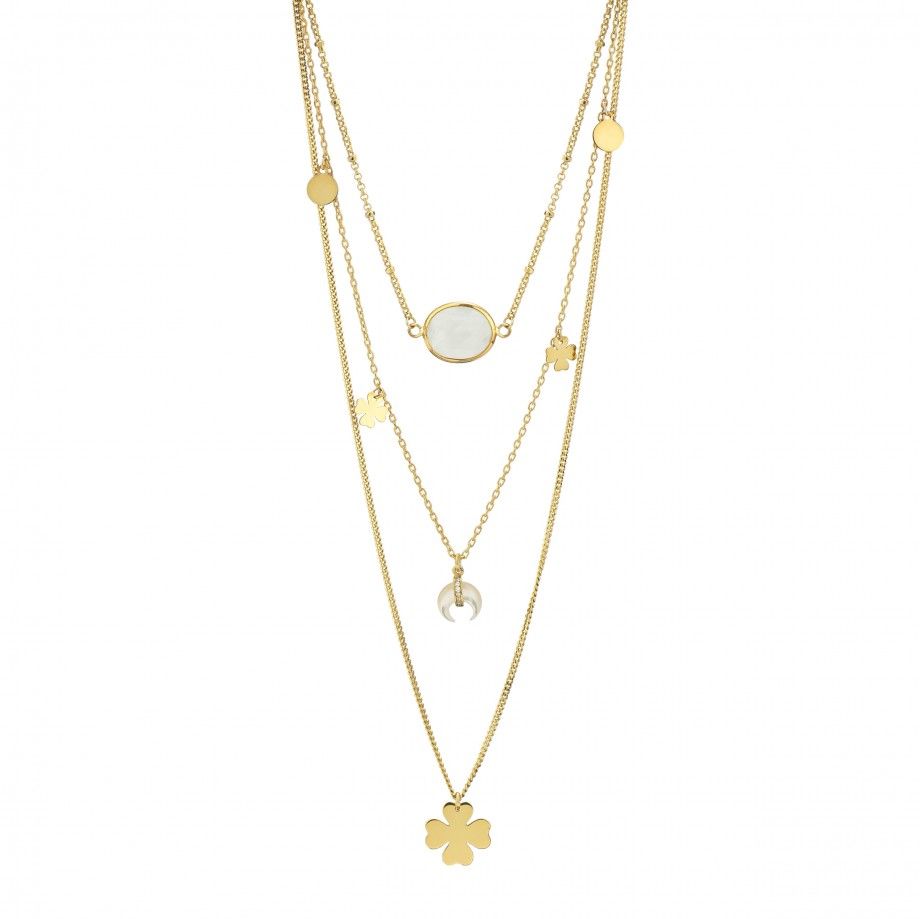 Triple Necklace Clover - Golden