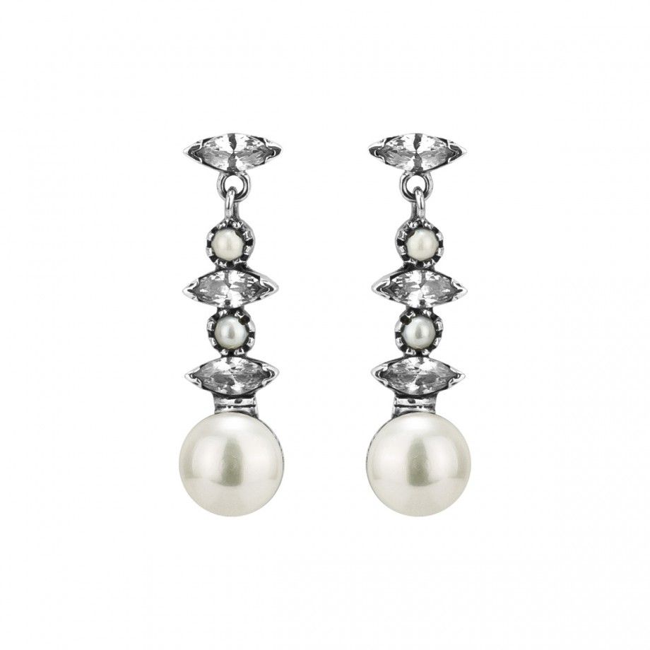 Earrings with Pearls Navette