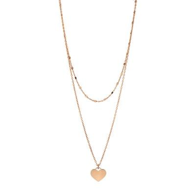 Double Necklace Heart - Rose Golden