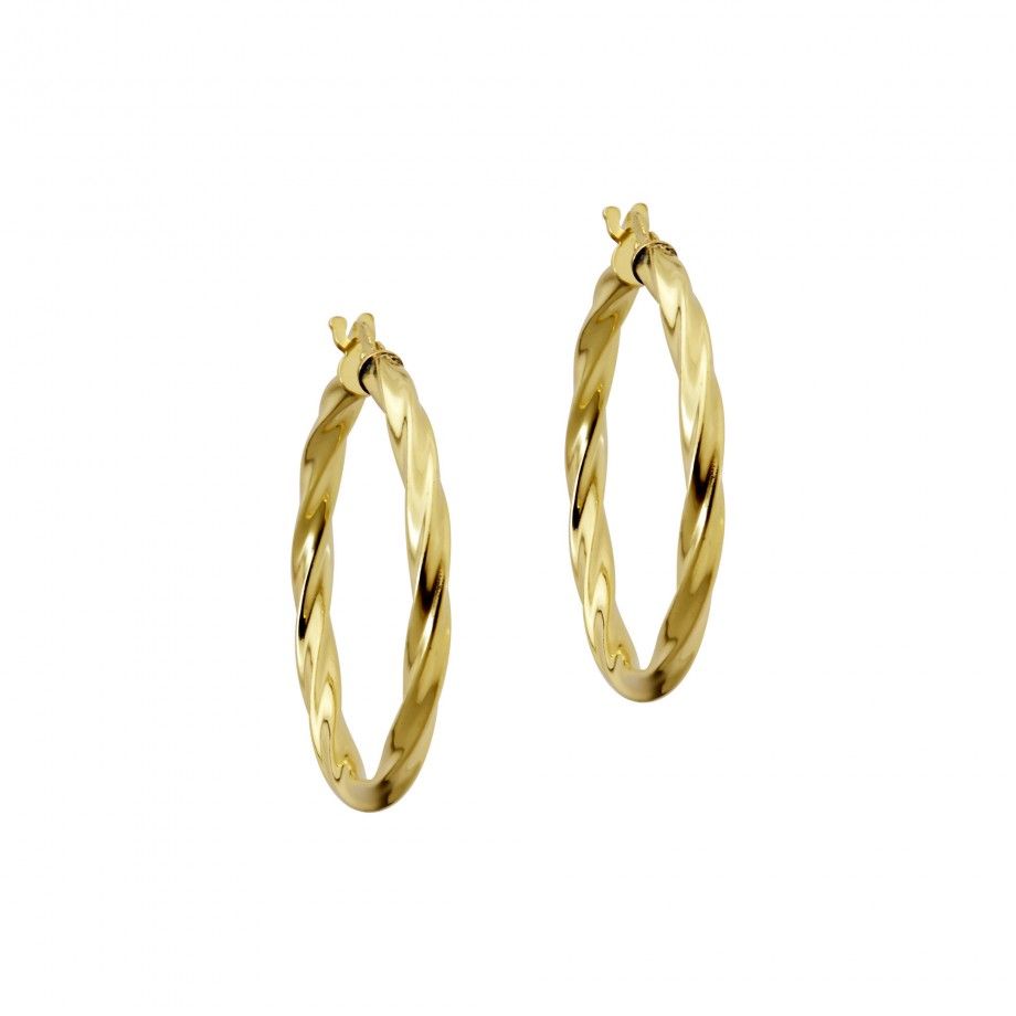 Hoop Earrings Twisted 3cm - Golden