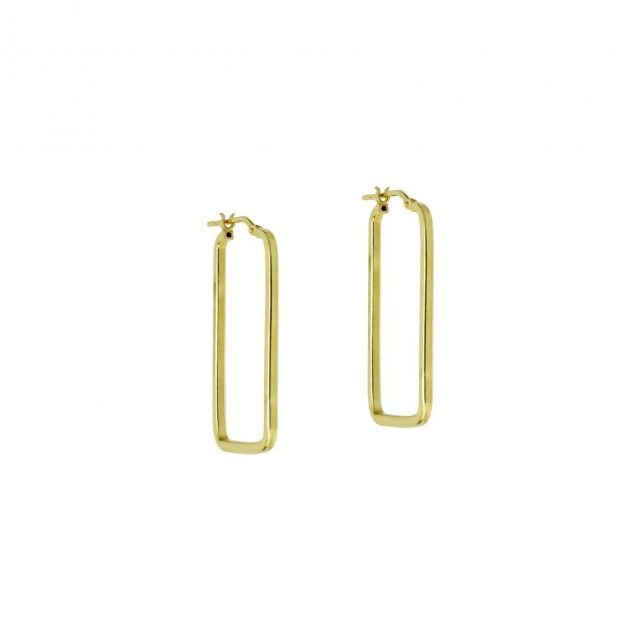Hoop Earrings Rectangular - Golden