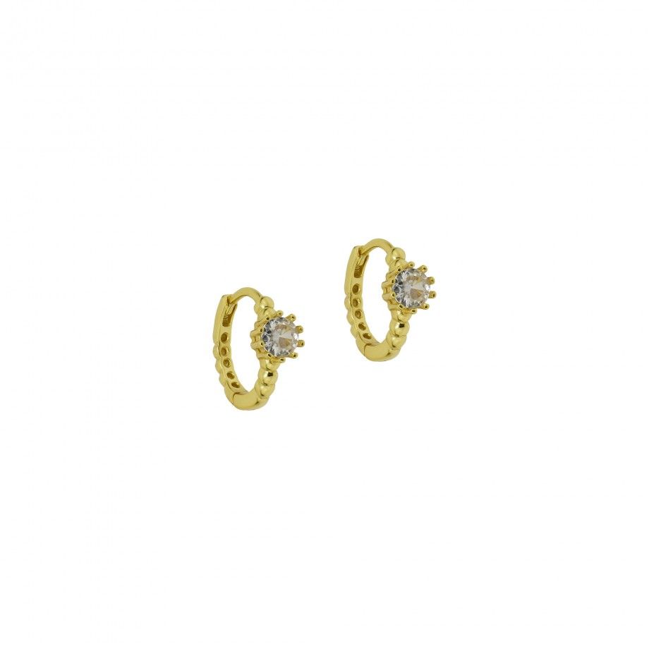 Hoop Earrings Continhas with Zirconia - Golden