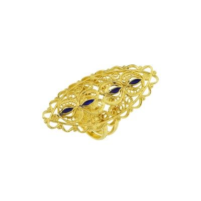 Navette Ring with Enamel
