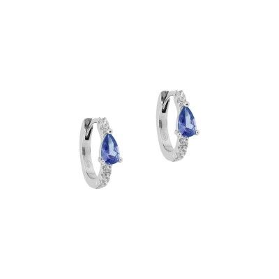 Hoop Earrings with Blue Stone