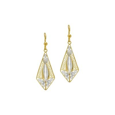Bicolor Earrings with a Diamond Shape