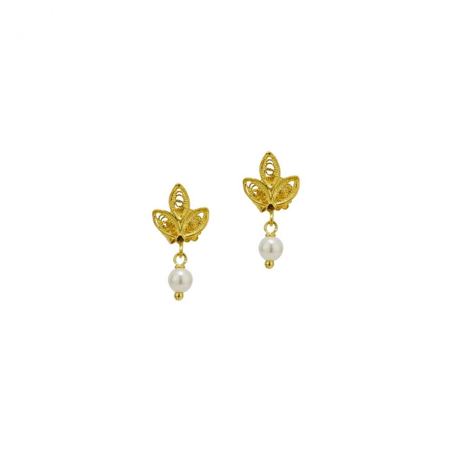 Earrings Leaves with Pearl