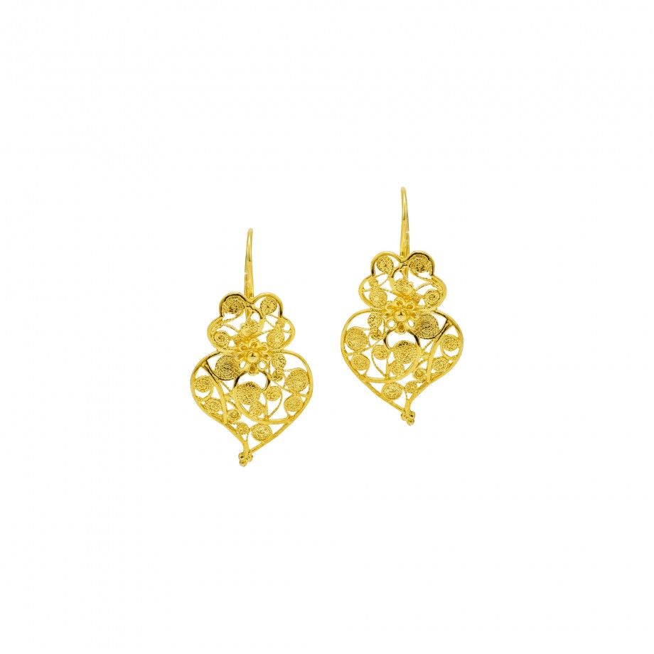 Brincos Corao de Viana - 3cm Dourado