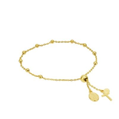 Pulseira Dezena com Medalha e Cruz - Dourado Pulseira Dezena com Medalha e Cruz - Dourado