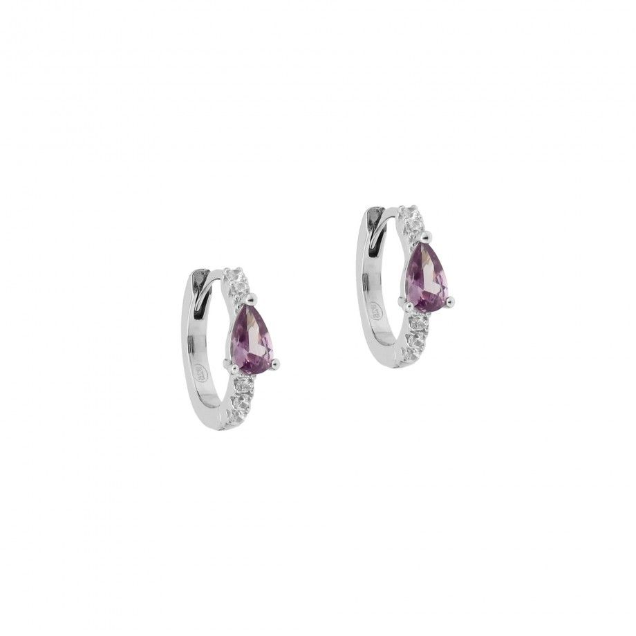 Hoop Earrings with Lilac Stone