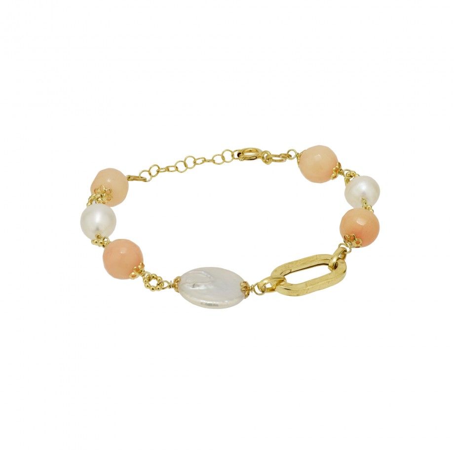 Bracelet Salmon Stones and Pearls