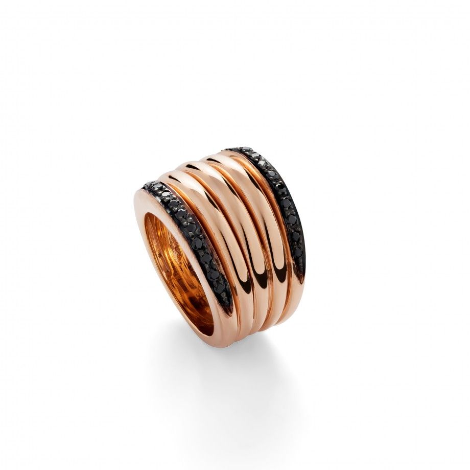 Anel Frisos Dourado Rosa