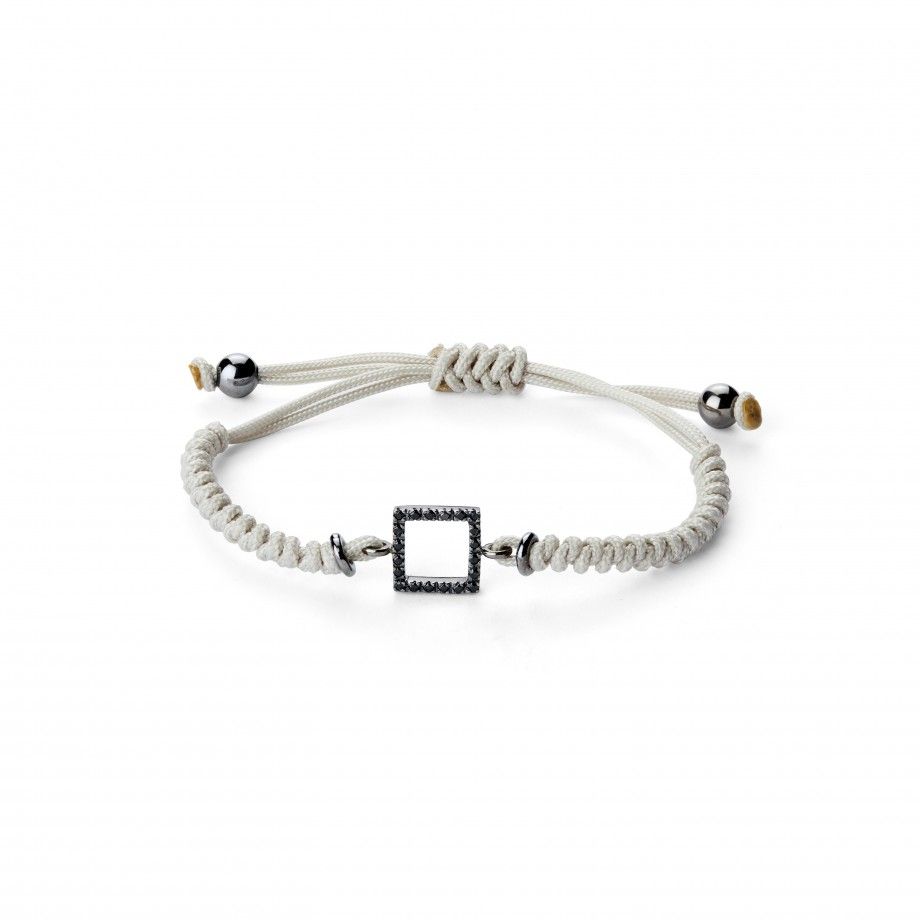 Pulseira Macram� Quadrado Bege