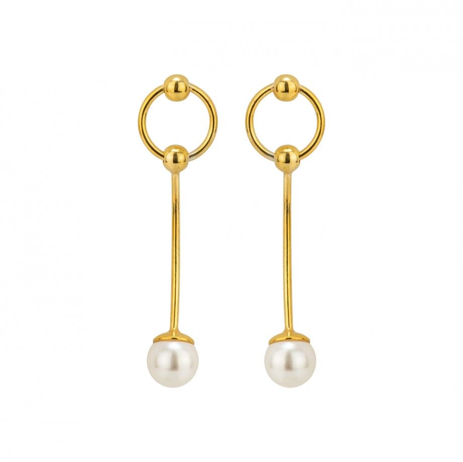 Brincos Aro com P�rola - Dourado