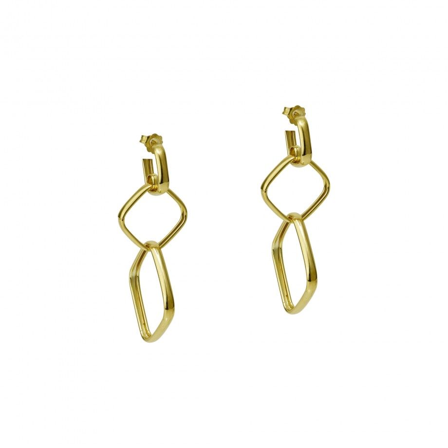 Brincos 3 Quadrados - Dourado