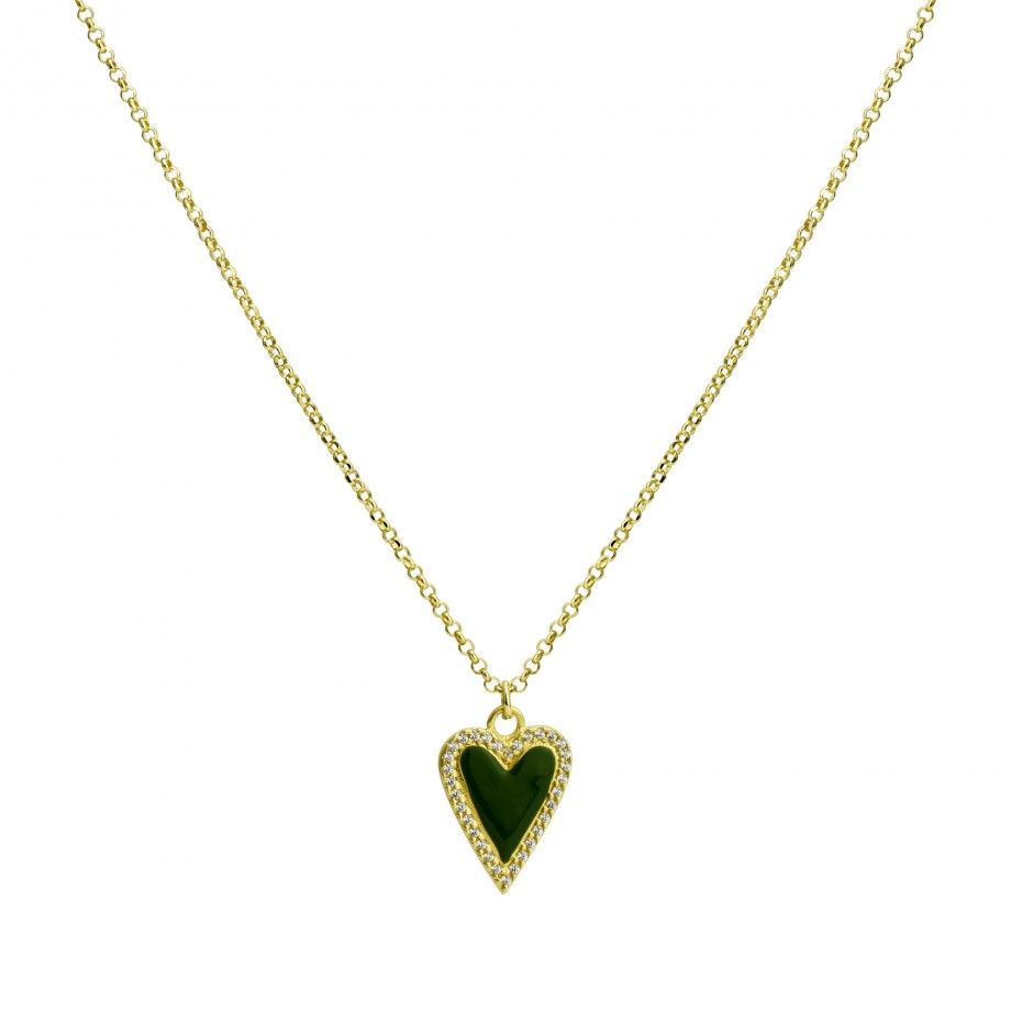 Colar Cora��o - Verde