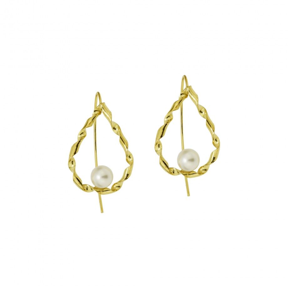 Brincos Gota com P�rola - Dourado