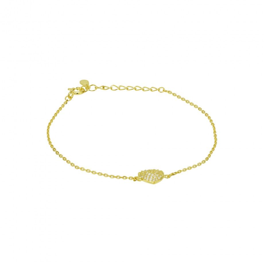 Pulseira Cora��o de Zirc�nias - Dourado