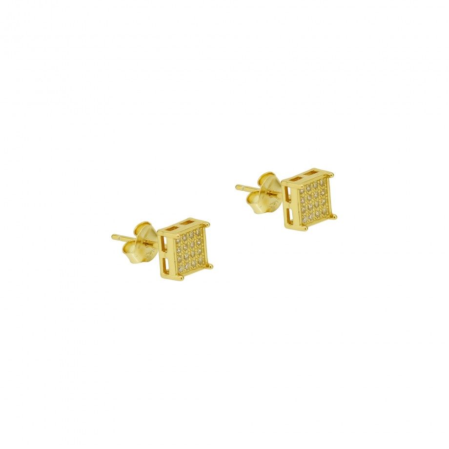 Squared Earrings with Zirconia - Golden