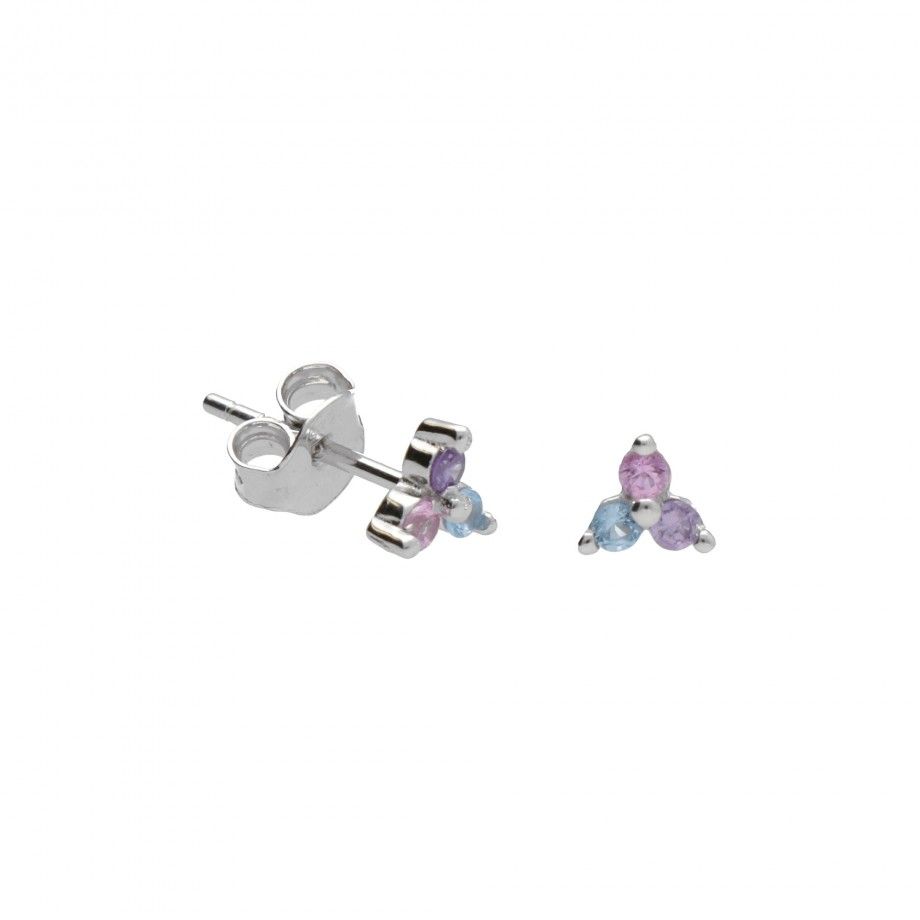 Brincos 3 Zirconias Coloridas
