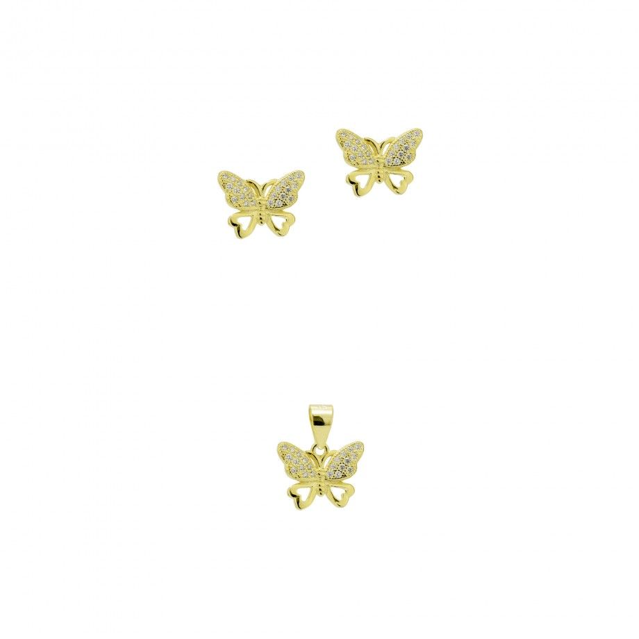 Set Brincos + Pendente Borboleta