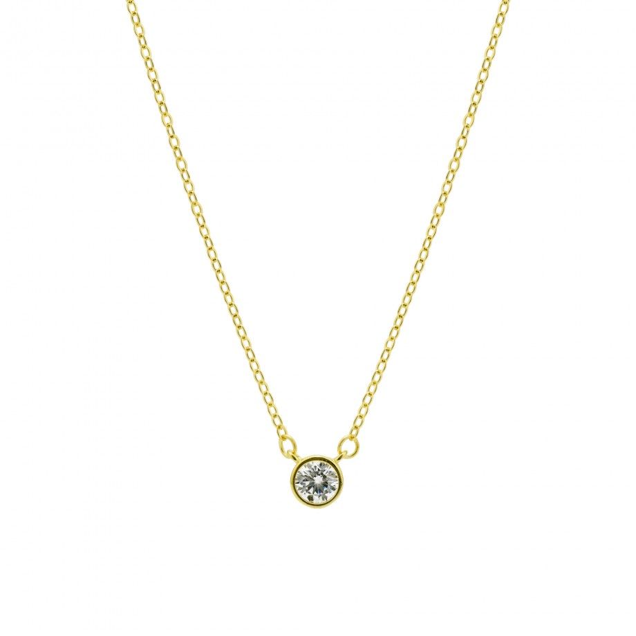 Colar com Zirc�nia 5mm - Dourado