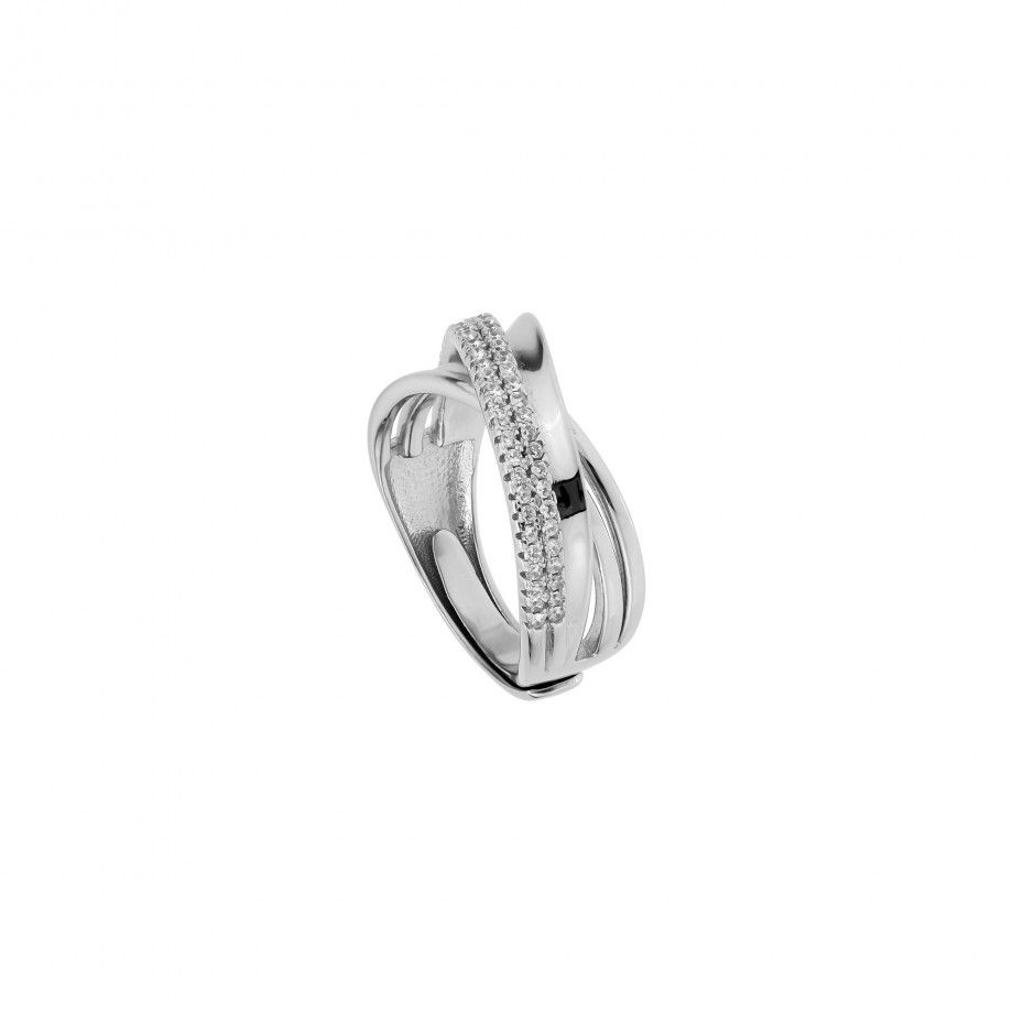 Crossed Ring with Zirconia