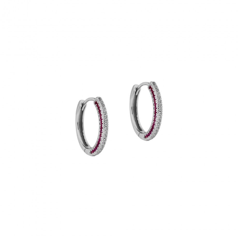 Hoop Earrings with Pink Zirconia
