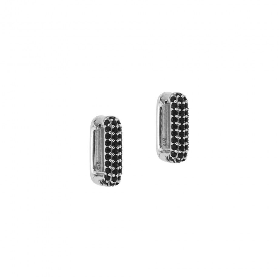 Rectangular Hoop Earrings - Black