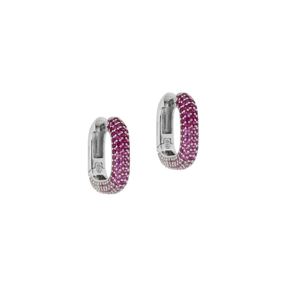 Rectangular Hoop Earrings - Pink