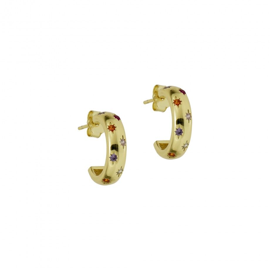 Hoop Earrings Colorful Stars