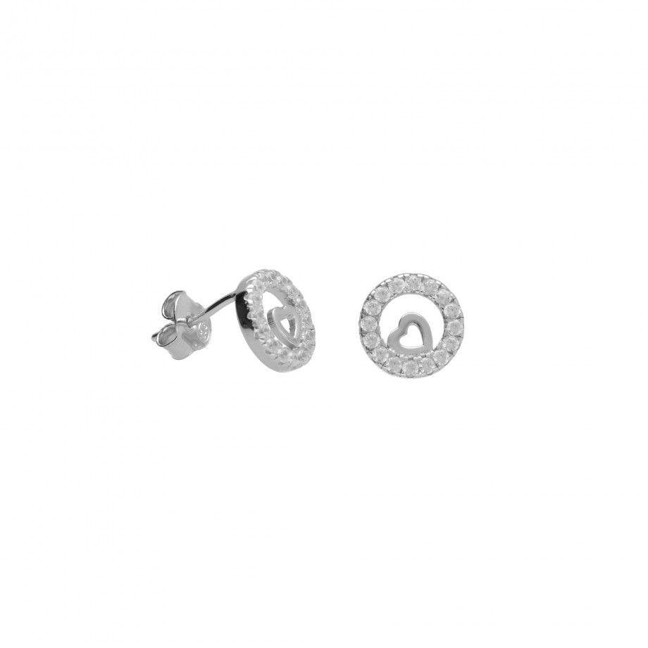 Earrings Circle with Heart