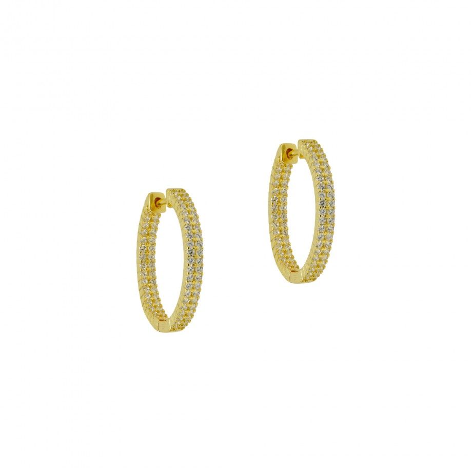 Zirconia Hoop Earrings - Golden
