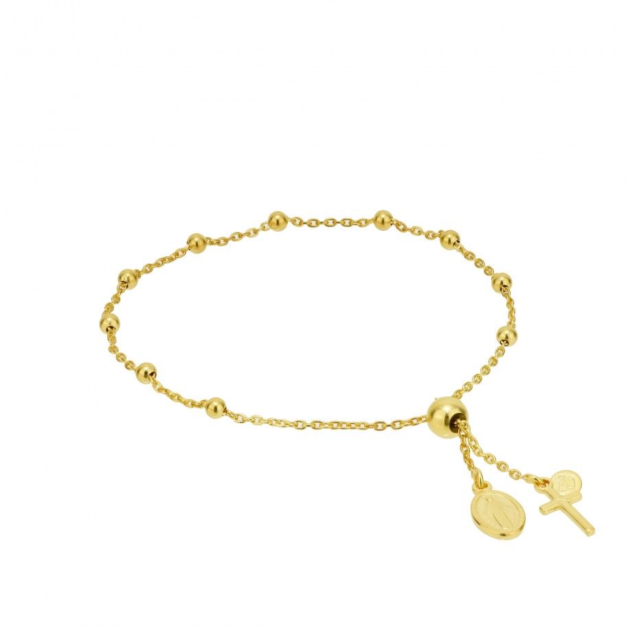Pulseira Dezena com Medalha e Cruz - Dourado