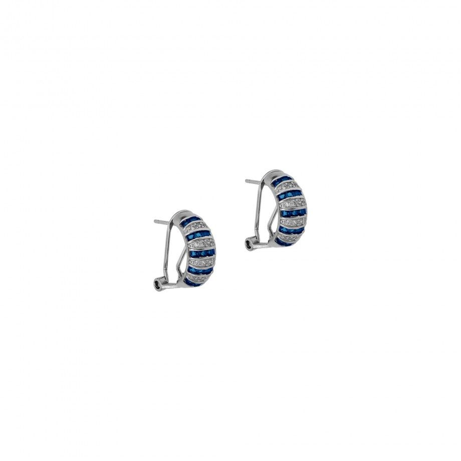 Earrings with Lines - Blue