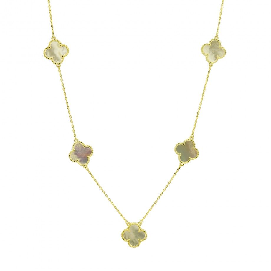 Necklace Mother of Pearl Clovers