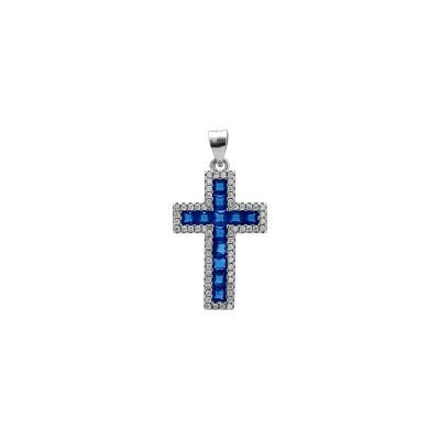 Cross With Blue Zirconia - 2,5cm