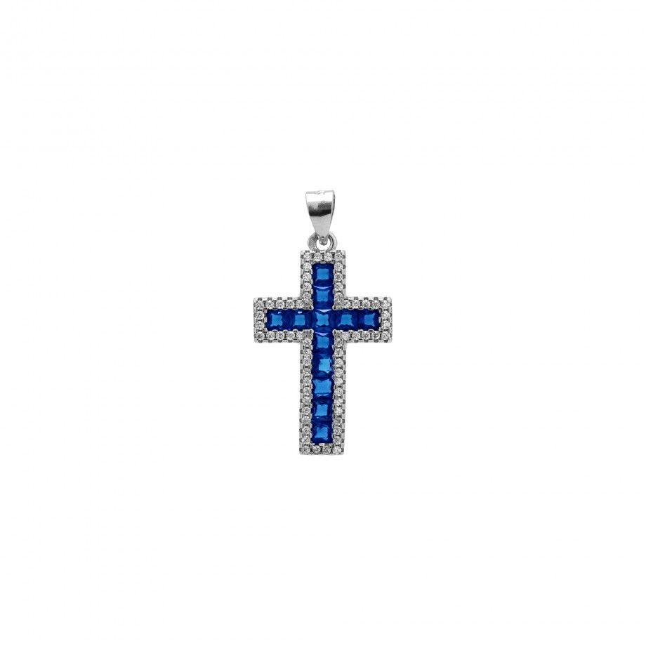 Cross With Blue Zirconia - 2,5cm