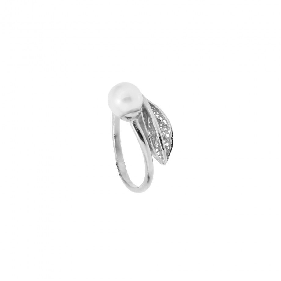 Ring Leaf with Pearl