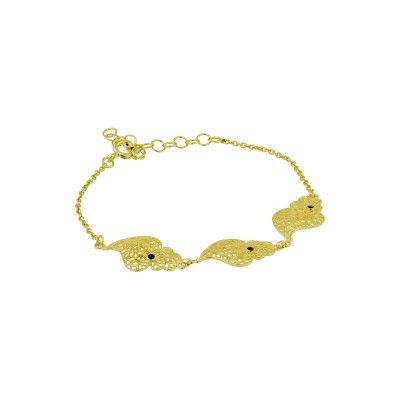 Pulseira 3 Cora��es de Viana - Dourado