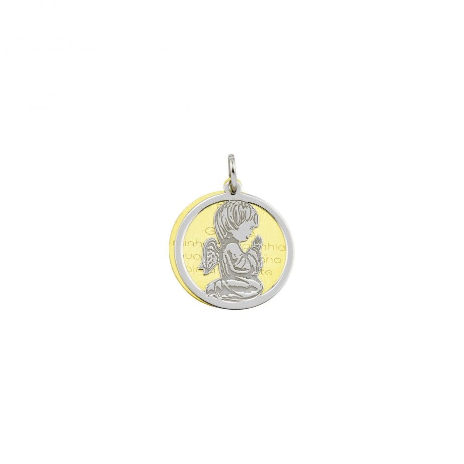 Medal Angel Gabriel w/ Prayer - Golden